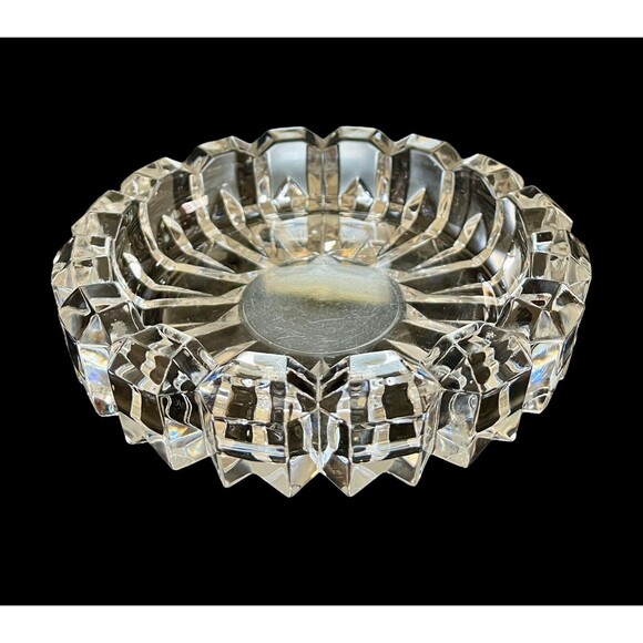 Vintage Mikasa Hoya Art Glass Clear Crystal Ashtray Tray 6.5” Diamond‎ Point - Picture 2 of 7